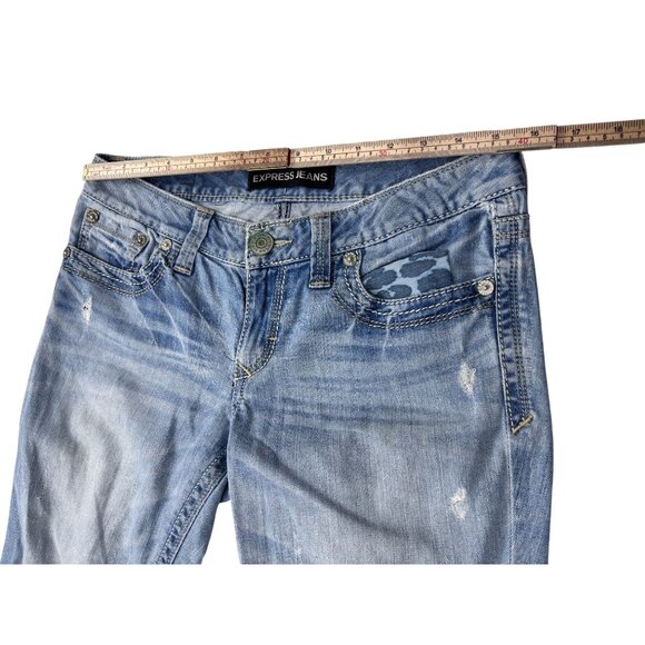 Express Jeans Stella Low Rise Bootcut Denim Womens 6 Blue - Picture 8 of 12